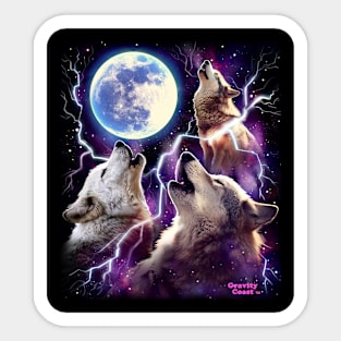 Wolves Howling at the Moon Three Wolf Moon Sticker